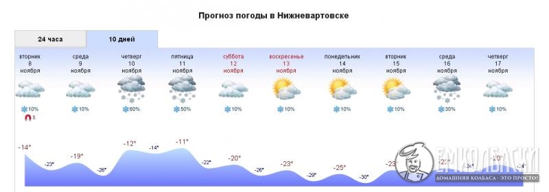 Погода в Нижневартовске - РП5